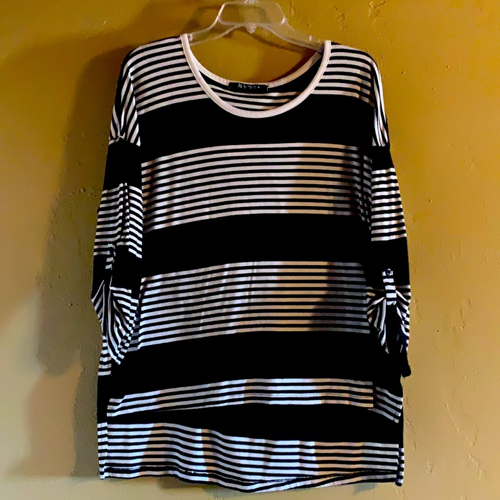 hype+ black and white long sleeve striped shirt, gently used